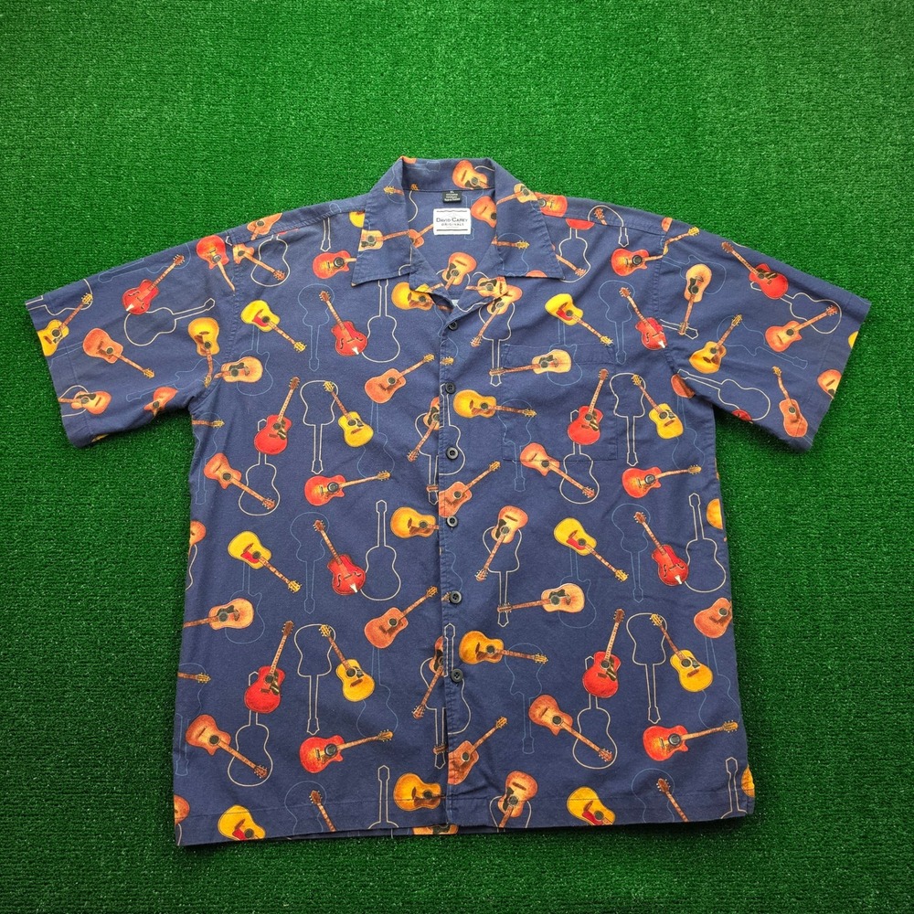 David Carey Originals Guitar Shirt Mens XL Navy Blue Acoustic Electric Music